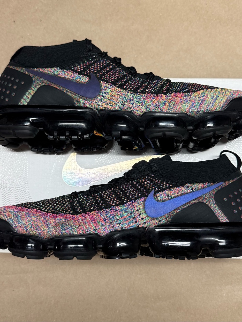 Nike Air Vapormax Flyknit 2 Black Multi Color men’s size 14 running shoes Rare!
